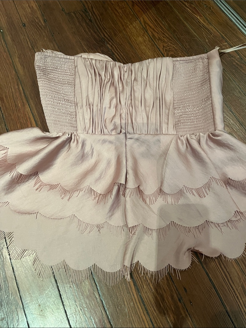 Rebecca Taylor Blush Pink Scalloped Peplum Strapless Top - Picture 2 of 3